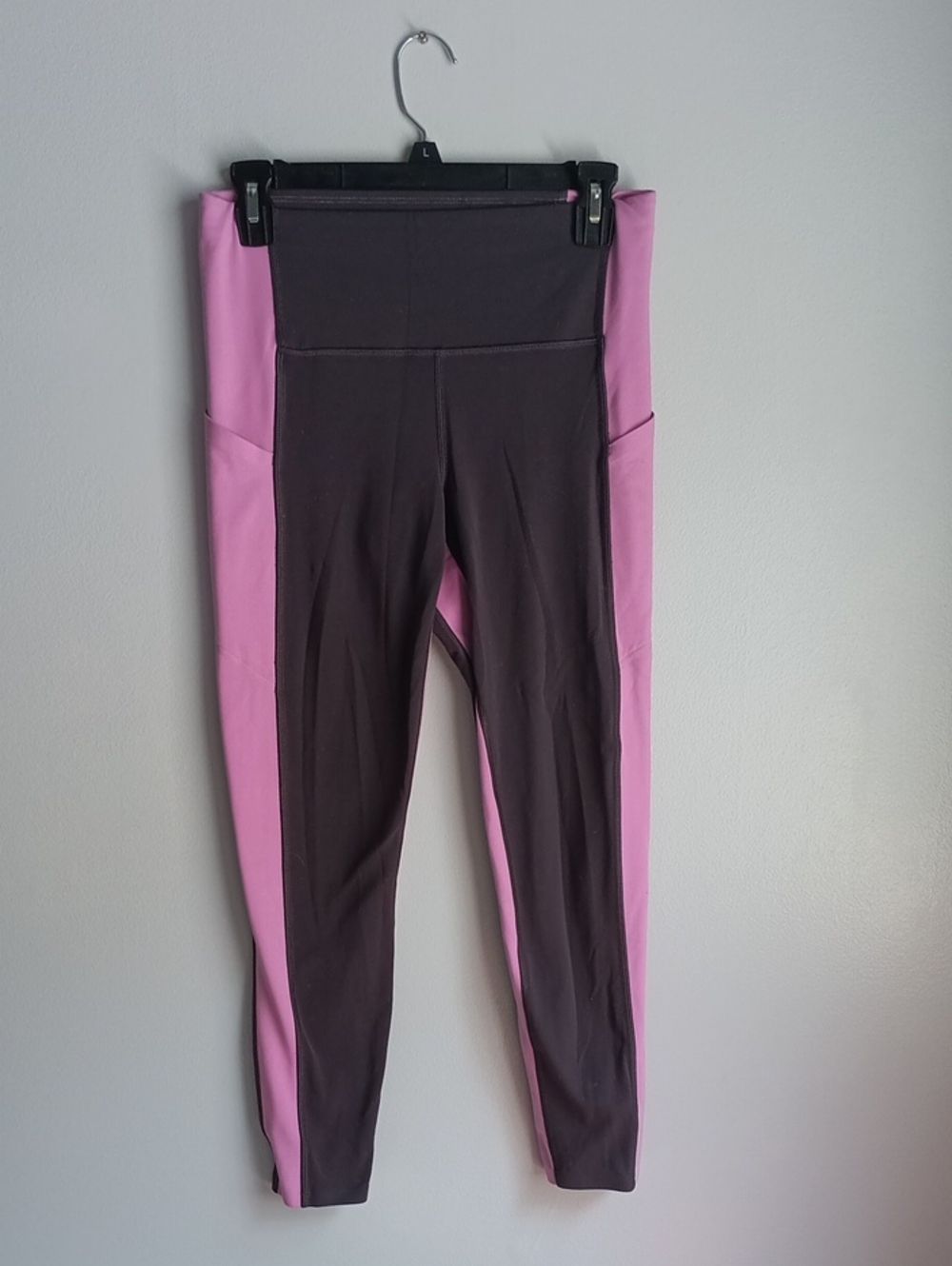 Athleta Colorblock High-Waist Leggings - Pink & Dark Gray